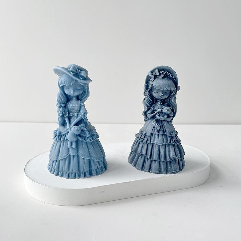 3d Girl Silicone Mold Cute Princess Plaster Resin Craft Making Birthday Fondant Cake Chocolate Baking Mould Decorating Tools