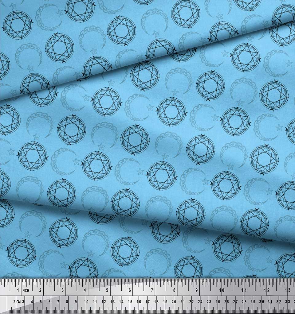 Soimoi Синяя поли креповая ткань Star Tetrahedron геометрический принт ткань для рукоделия по метрам 42 дюйма