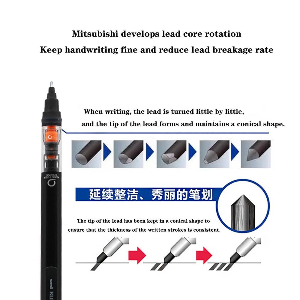 Механический карандаш UNI Kuru Toga M5-452 Карандаш для рисования 0,5 мм Низкий центр тяжести Автоматическое вращение Школьные принадлежности Канцелярские товары