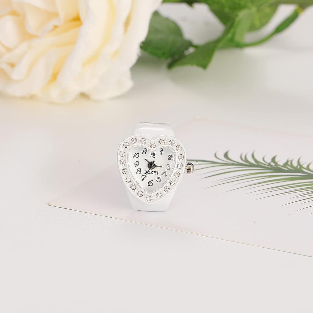 JEWELRYWE Кольцо Часы Кольцо Бизнес Мода Водонепроницаемый Откидная крышка Циферблат с номером Спорт Кварцевые часы Кольцо Нержавеющая сталь