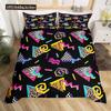 Retro Memphis Style Duvet Cover Set Galaxy Fashion Style Geometric Shapes Bedding Set Full,Hipster Old Fashioned Comforter Cover