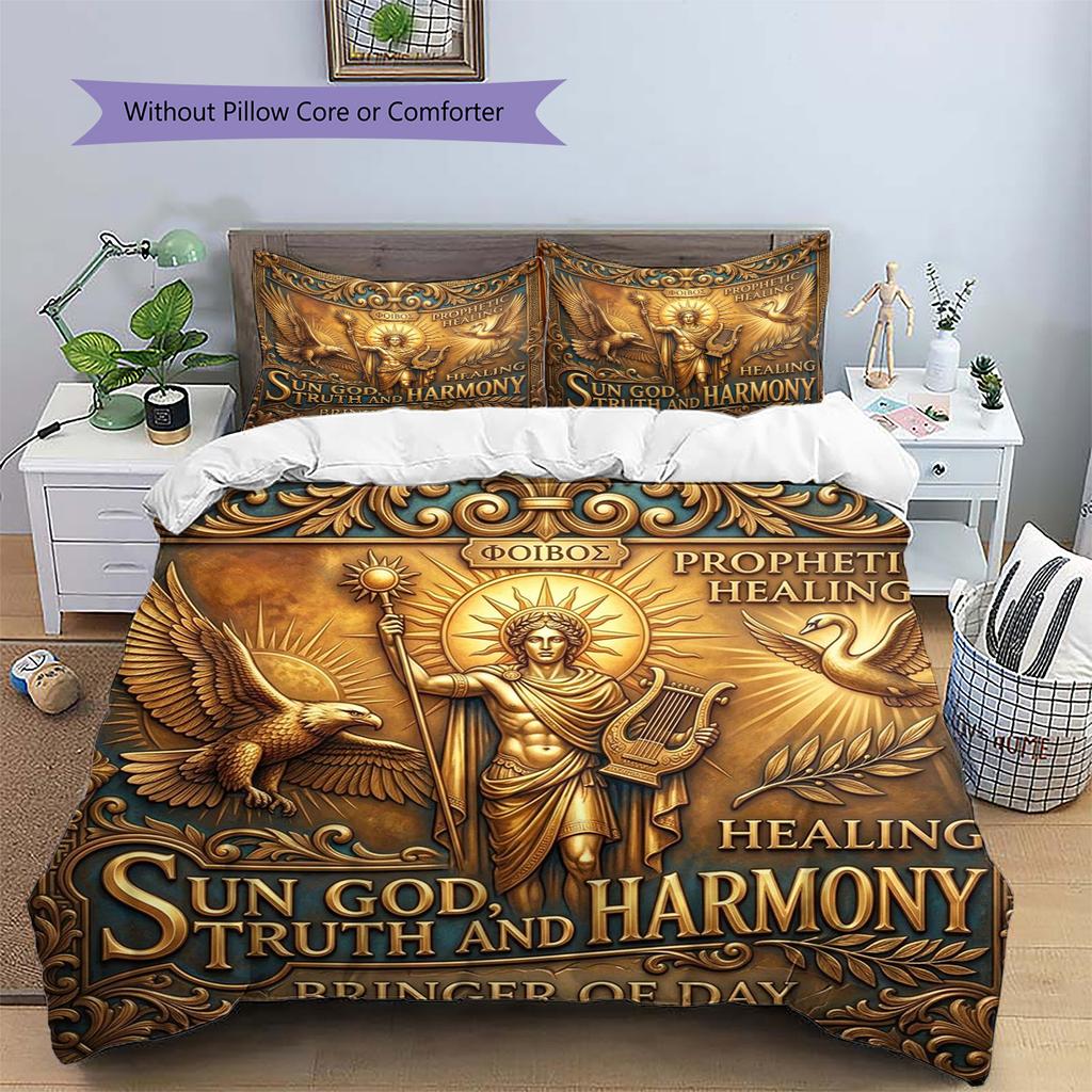Apollo, the sun god Pattern Bedding Quilt Set Quilt Cover Pillowcase Home Decoration Birthday Gift (1 * duvet cover + 2 * pillowcase, without core)