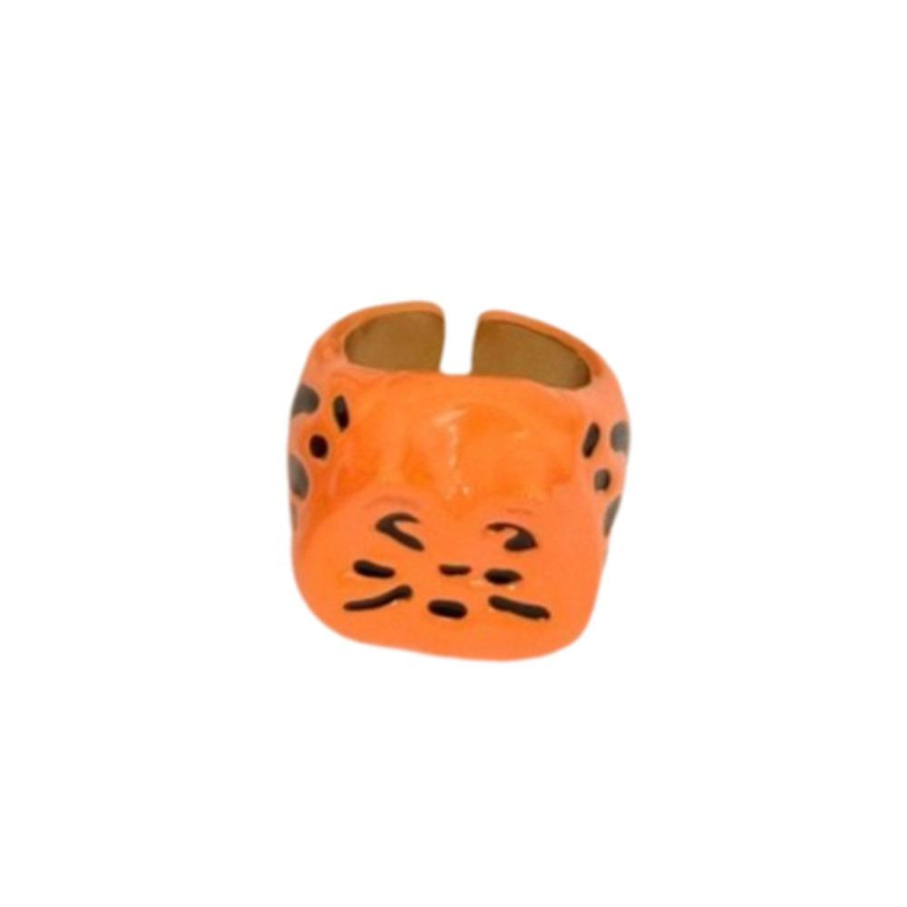 Korean Style Painting Ring Jewelry Accessories Chunky Enamel Ring Retro Drip Oil Cat Ring  Women