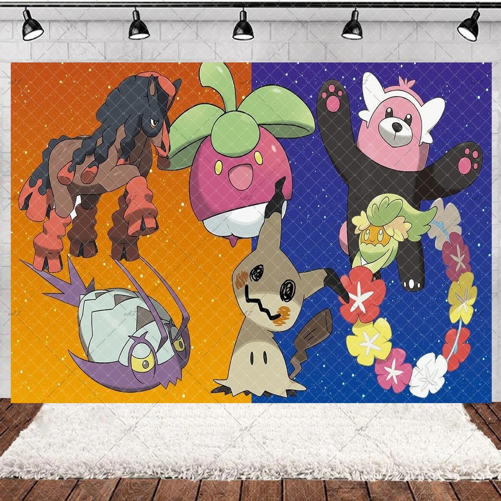 Pokémon Pikachu Pocket Monster Backdrop Birthday Party Decoration Background Supplies Room Photo Studio Props Banner Kid Gifts154