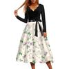Женское повседневное модное платье винтажного стиля с цветочным принтом и V-образным вырезом