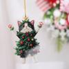 Cartoon Christmas Cat Pendant Acrylic Cat Car Pendant Cat Hanging Ornaments  New Year Gifts