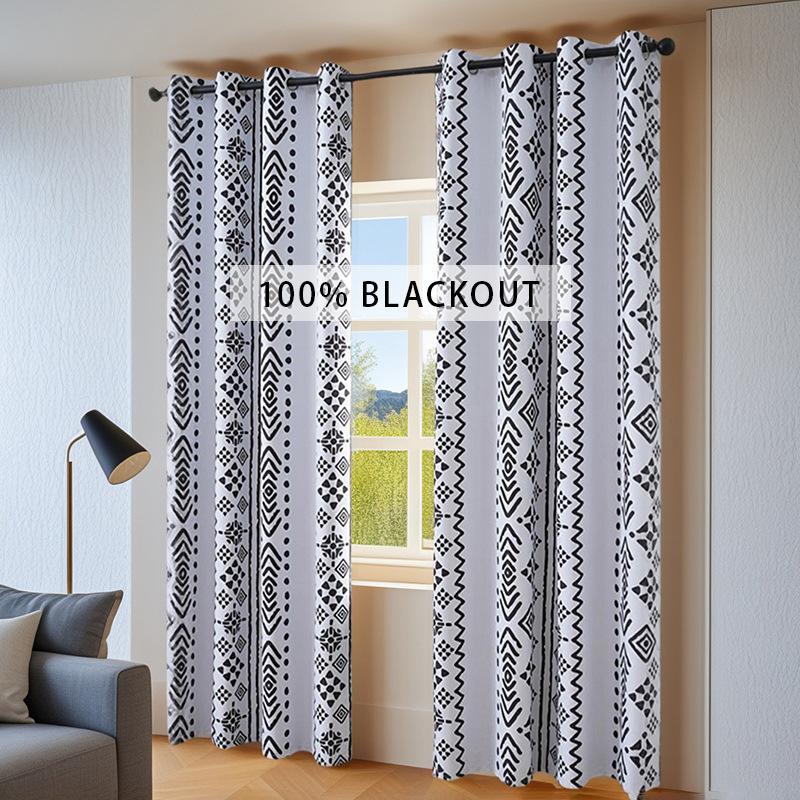 Full Blackout Curtains, High-Grade Environmentally Friendly Coating, American Small Fresh Curtains, Floral Punching Labels
