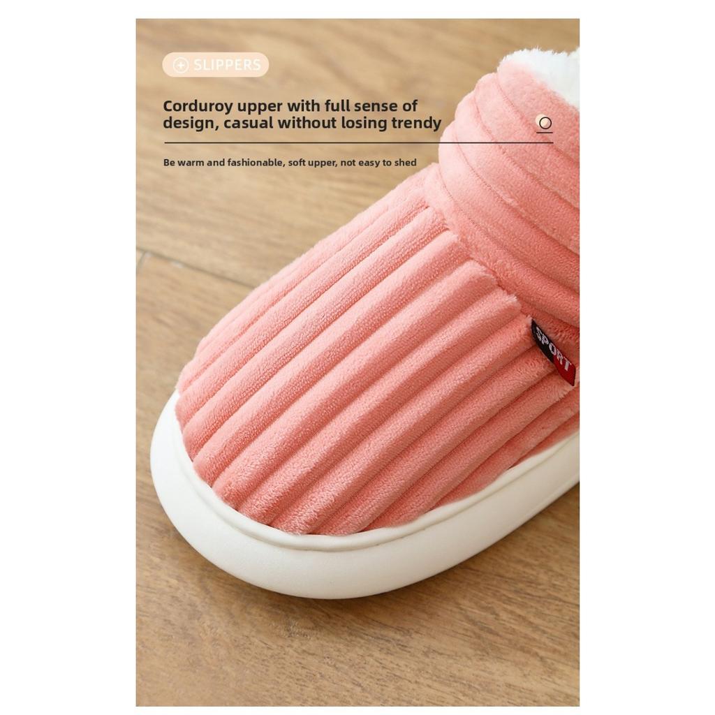 Женские уютные зимние тапочки с плюшевой подкладкой - Мягкие, теплые и дышащие, с отделкой из белого искусственного меха, Нескользящая подошва из ЭВА, Плотно прилегающие тапочки | Внешняя часть из рубчатой ткани
