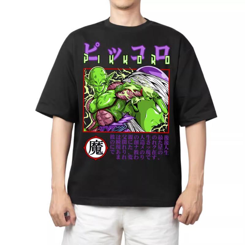 T Shirt for Mens Dragon Ball Pattern Printed Summer Retro Neckline Loose Large Size Versatile Shortsleeved Tshirt Clothes Top