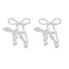 Pearls Beads Simple Earrings Pendientes Piercing Ear Stud Retro Bow Knot Stud Earrings  Decoration
