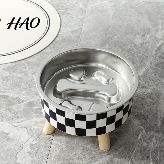 Modern Pet Bowl for Kittens Elevated Cat Bowl, Removable Stainless Steel Inner Slow Feeder Anti Choking with Non-slip Stand Cats Small Dogs