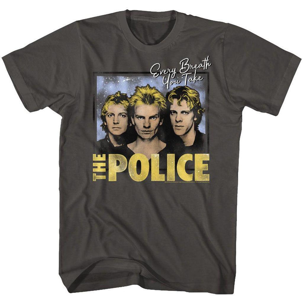 Officially Licensed The Police "Every Breath You Take" Shirt – Vintage Charcoal Grey Band Tee, Classic Rock Music Shirt, Concert T-Shirt