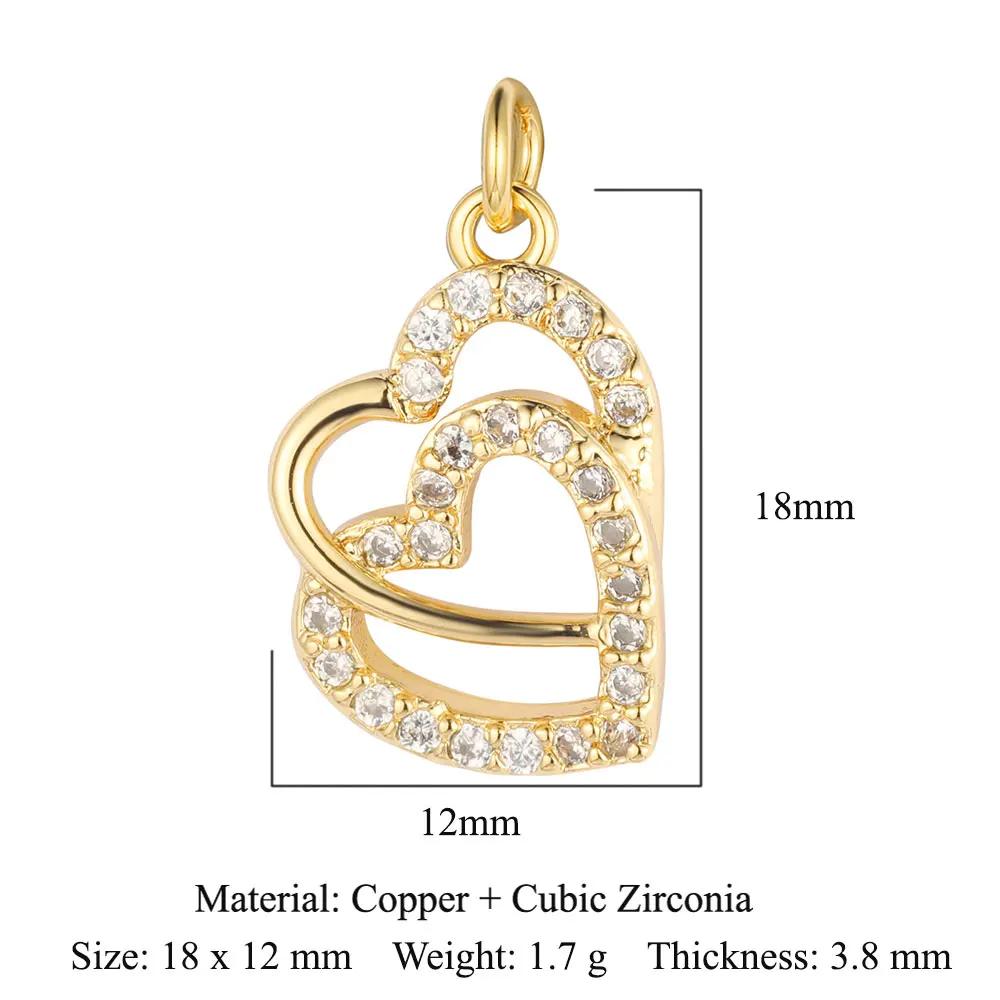 Snowflake Heart Copper Zircon DIY Jewelry Charms Sun Moon Dolphin Star Evil Eye Dragonfly Bracelet Earring Making