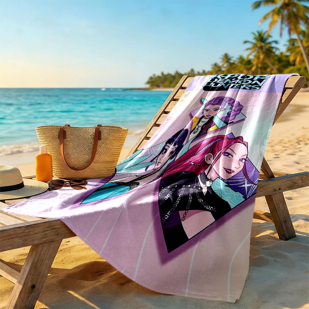 Demon Hunter Girls2 Beach Towel Quick-Dry Soft Microfiber Comfortable Lightweight Portable for Swimming,Beach,Camping, Travel
