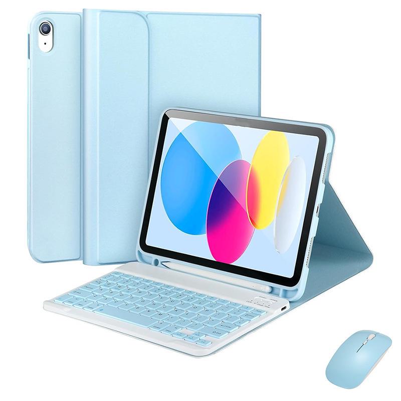 Совместимо с iPad 11 A16: Кожаный чехол для iPad 10-го поколения 10,9" со съемной Bluetooth-клавиатурой и магнитным держателем для Apple Pencil.