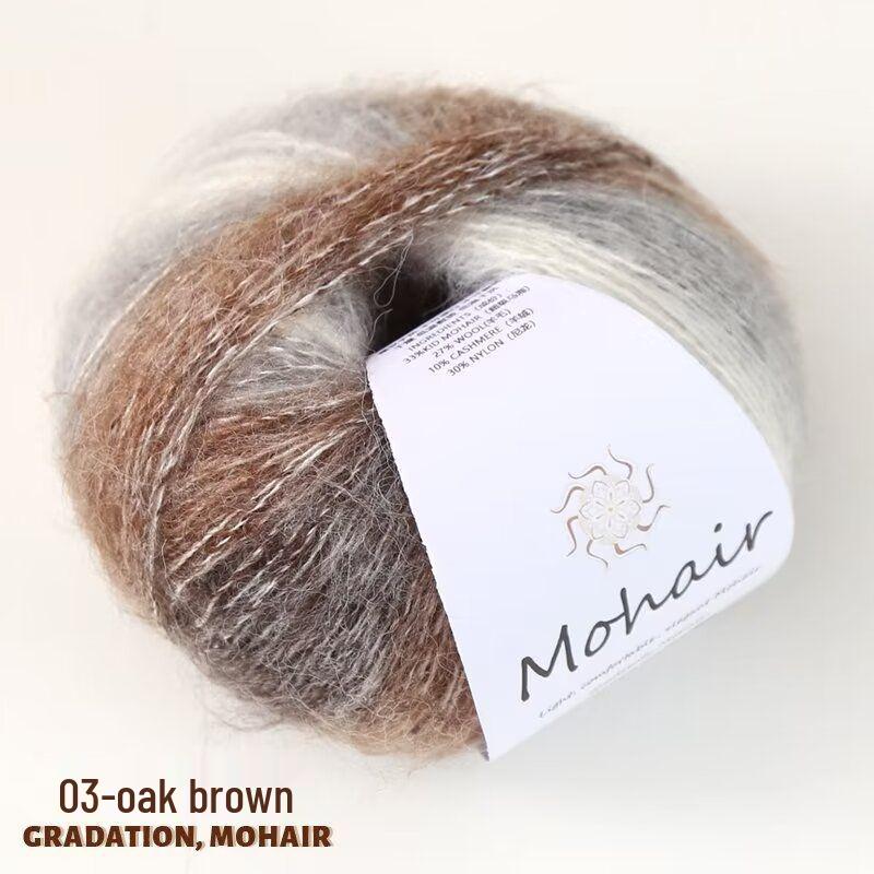 Градиентная радужная пряжа ручной окраски мохер-шелк набор для вязания шарфа, шапки, свитера, шали