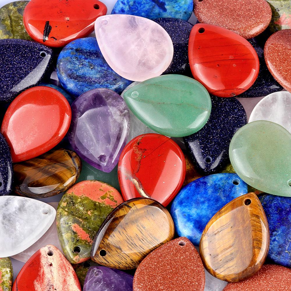 Подвеска из натурального агата и аметиста - Капля воды из розового кварца, 25x33 мм, шарм для изготовления украшений своими руками