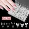 576 Pcs Boxed Acrylic French Nail Tips Natural/White Short Fake Nails Crescent Shape Half Cover Press On False Nails Decoration MYY