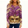 Женская модная свободная повседневная блузка с длинным рукавом и карнавальным принтом
