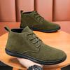 High Top Casual Board Shoes Men's Lace Up Suede Flat Bottom Short Boots Men's Chelsea Boots High-quality Brand Denim Boots Black