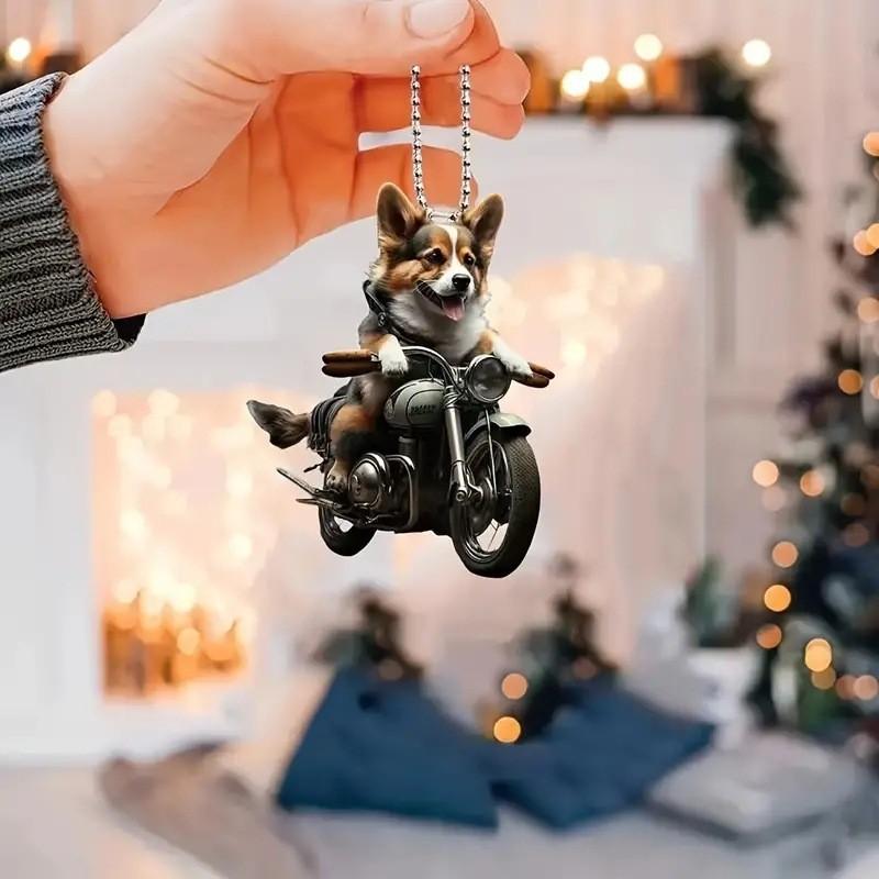Мультяшный акриловый мотоциклетный кулон с собакой, уникальное украшение для автомобиля, дома и рюкзака