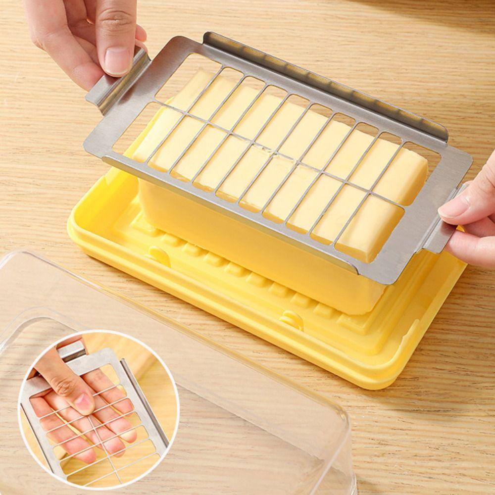 with Cutting Net Butter Slicer Box Clear Lid Cheese Keeper Kitchen Baking