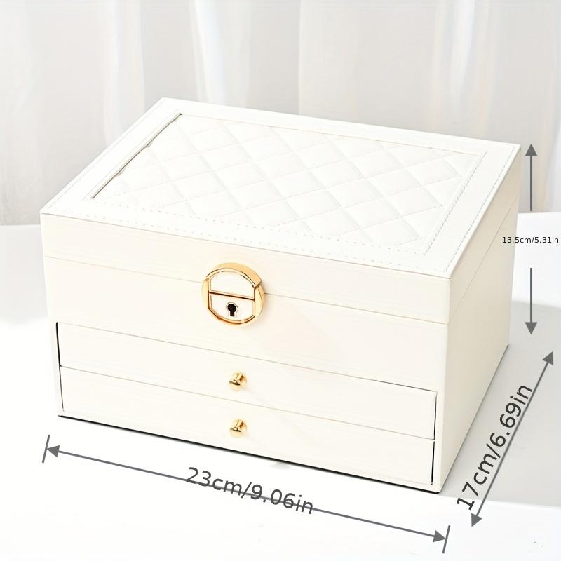3-layer Drawer Type Jewelry Storage Box, Desktop Lockable Finishing Storage Container For Jewelry Earrings Rings Necklaces Bracelets Pendants