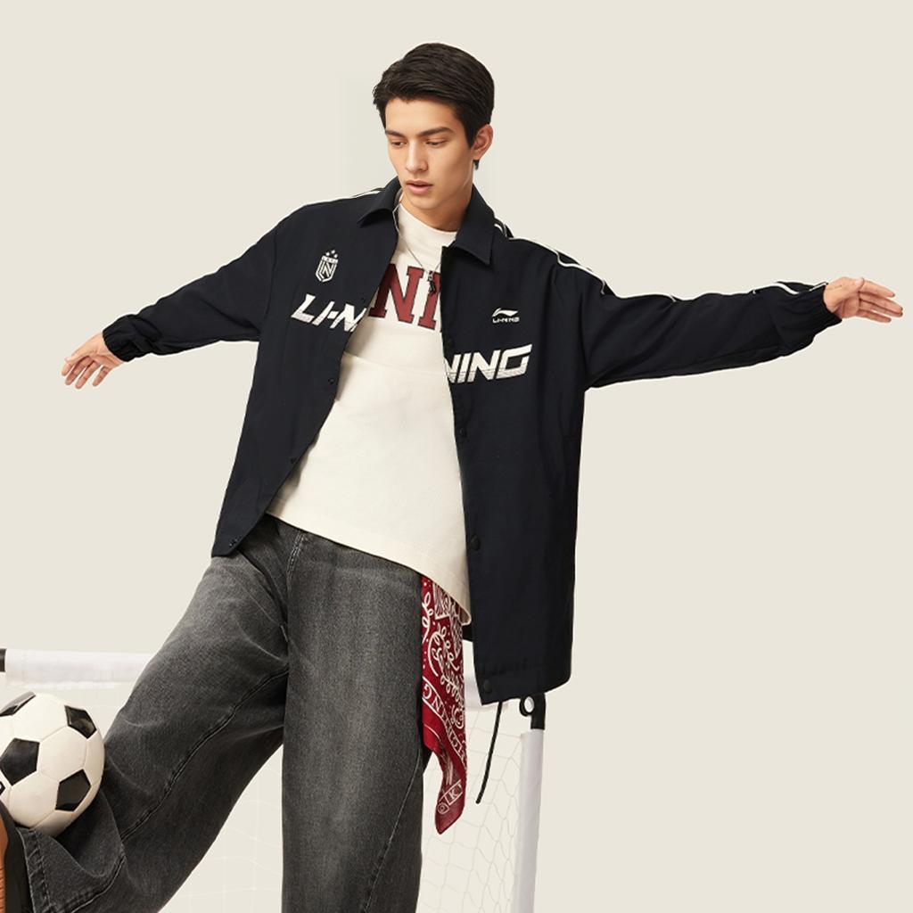 Li-Ning Серия Спортивный Стиль Минималистичный Универсальный Поло с Буквенной Полосой Логотипом Бренда Повседневная Свободная Куртка Куртка Унисекс AJDV275-6