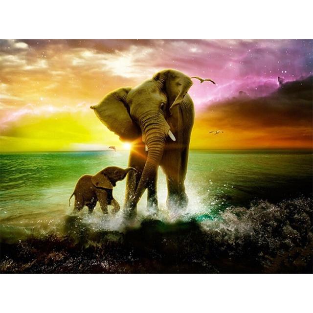 5D DIY Diamond Painting Elephant Diamond Embroidery Animal Rhinestone Art Picture Inlaid Mosaic Home Decoration Handmade Gift