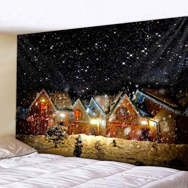 Рождественский гобелен, Рождественская елка, камин, теплая семейная настенная подвеска, рождественский снежный фон, украшение для дома, комнаты, подарки