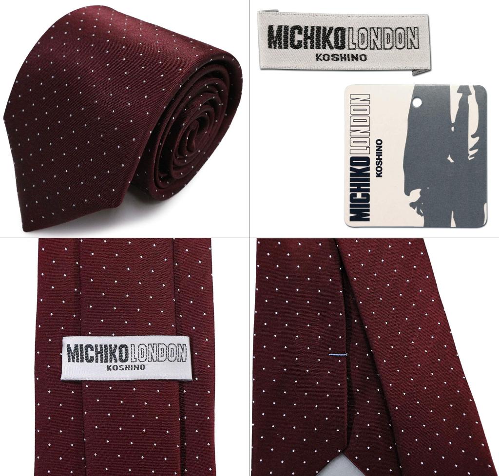 Brand Necktie Made In Japan Silk Jacquard Weave Pin Dot [Michiko London] 100% (C Pattern Wine)