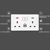 Электрическая розетка Великобритании 13А с двумя USB Type-C 5В 2.1А, с выключателем, быстрая зарядка, настенная розетка 86x146мм