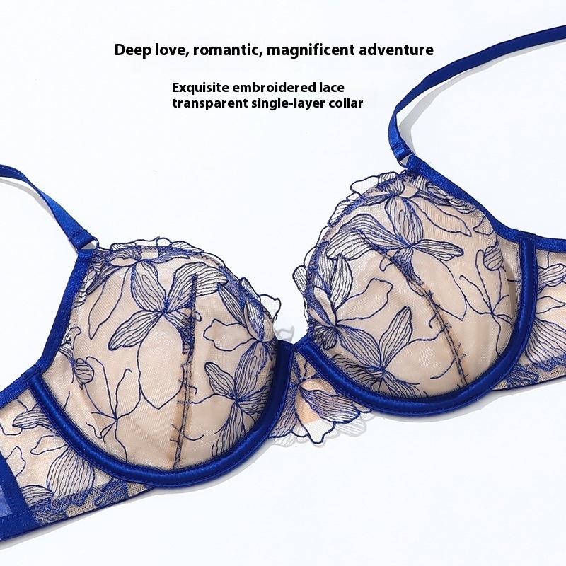 French Sexy Lace Underwear Set Small Chest Not Empty Cup Underwear Gathered Anti-sagging Bra Ultra-thin Skin-friendly Panties