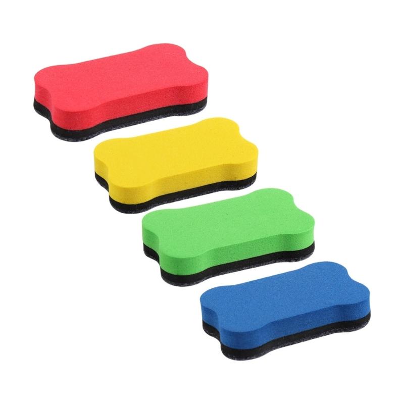 4 Pcs Colorful Bone Shape Erasers Magnetic Dry Erases Board Eraser Whiteboard Eraser For Teachers Students