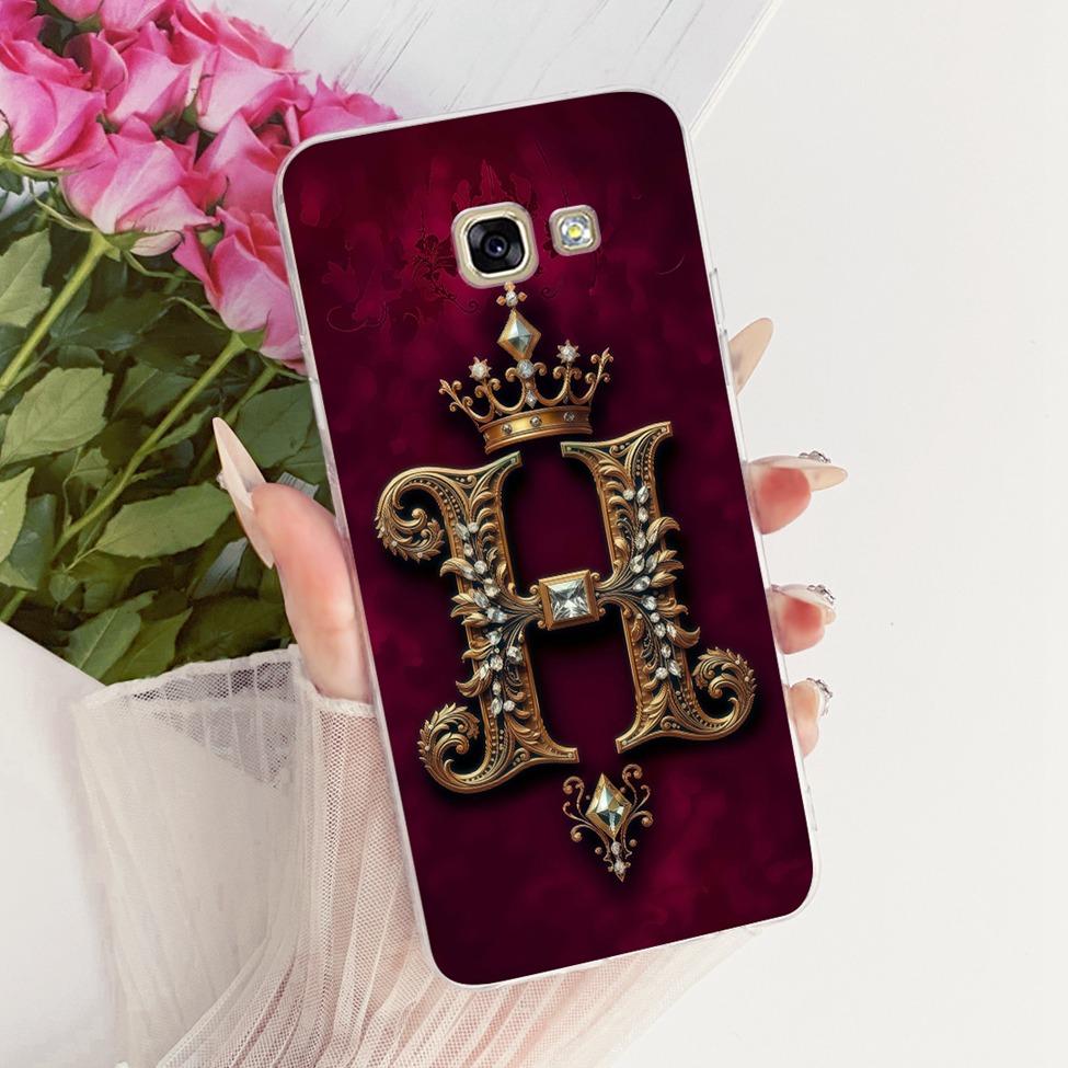 Clear For Samsung A5 2017 A520F A520K Cover For Samsung Galaxy A5 2017 Case Luxury Crown A-Z Letters 2D Flat Pattern Soft Casing
