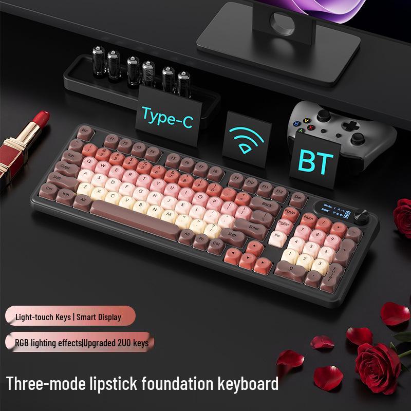 Беспроводная Bluetooth-клавиатура BOW с трехрежимной подсветкой, механическим ощущением, для девушек, офиса и использования с ноутбуком.