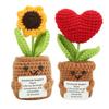 Crochet Potted Plant Doll Cute Positive Knitted Flower Pot Doll for Desktop Ornament Toy