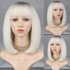 LISI HAIR Женский косплей розовый короткий боб прямой парик с челкой из синтетического волокна повседневная одежда косплей розовый парик длиной до плеч