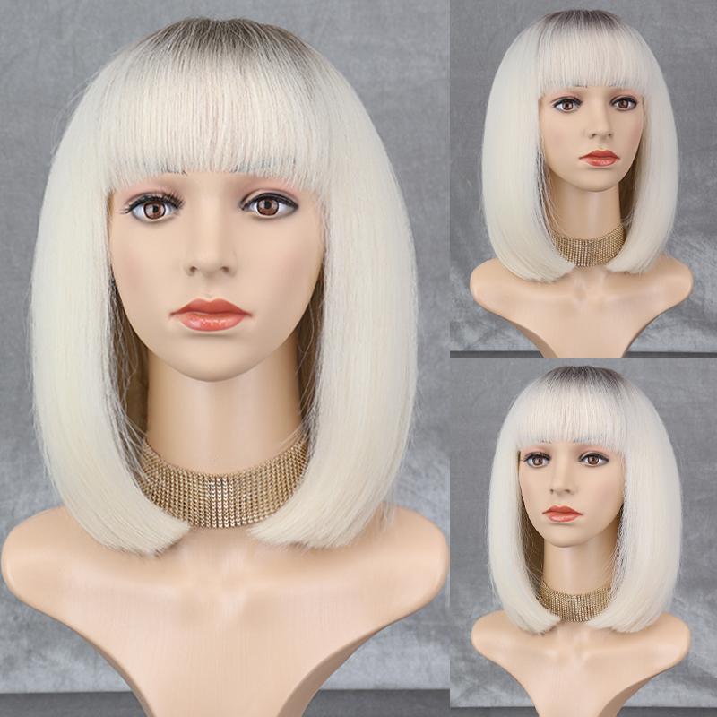 LISI HAIR Женский косплей розовый короткий боб прямой парик с челкой из синтетического волокна повседневная одежда косплей розовый парик длиной до плеч