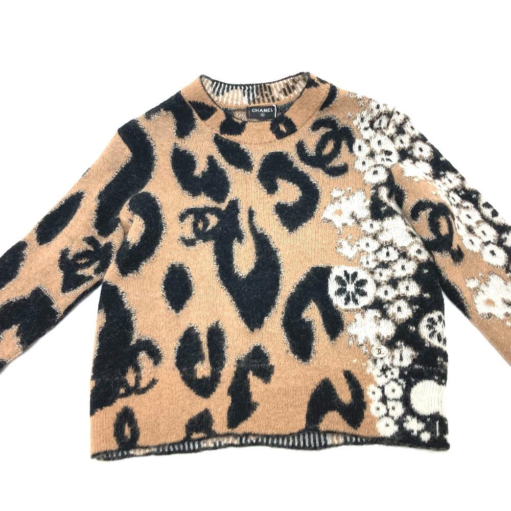CHANEL P75361 23A CC Mark Leopard Knitted Long Sleeve sweater Cashmere Unused