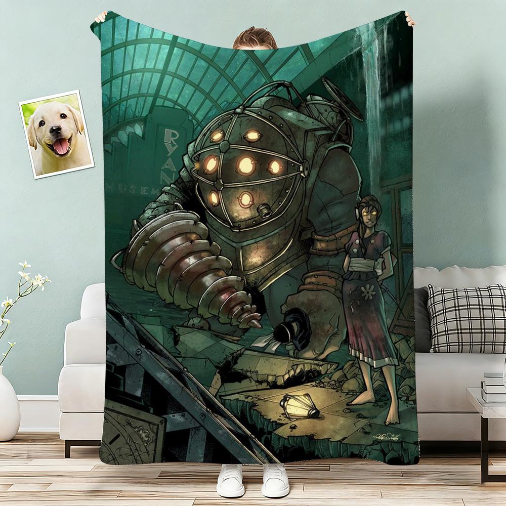 Bioshock Rapture Throw Lightweight 240g Flannel Blanket Soft Skin-friendly for Summer Cooling