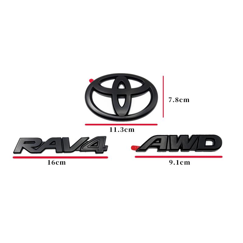 Juego de 4 Emblemas con Logotipo en Negro Mate ABS OVERLAY para TOYOTA RAV4 XLE XLE LIMITED 2019-2024, Adhesivo para Maletero, A