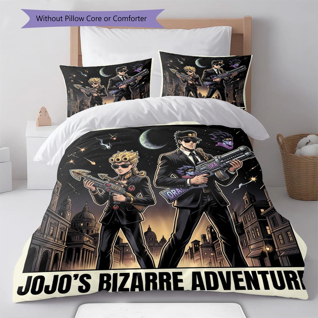 Jojo'S Bizarre Adventure Pattern Bedding Quilt Set Quilt Cover Pillowcase Home Birthday Gift(1 * duvet cover + 2 * pillowcase, without core)