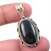 Natural Bloodstone Gemstone 925 Solid Sterling Silver TwoTone Pendant 1.50" d1D61