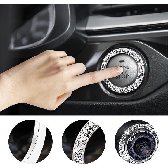 Блестящий кристалл с двойными стразами, декоративное кольцо для запуска двигателя автомобиля, сверкающая наклейка на кнопку запуска, ключ зажигания и; Ручка Кольцо Украшение, Bling