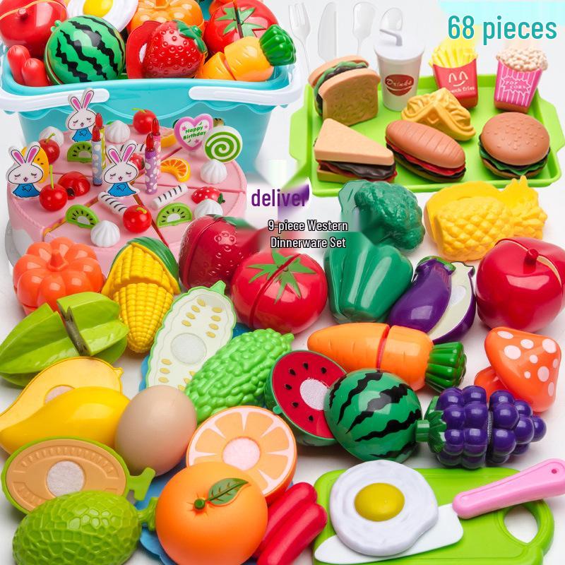 Fun Pretend Play Cut Toy Set - Kids Kitchen Vegetables & Fruits