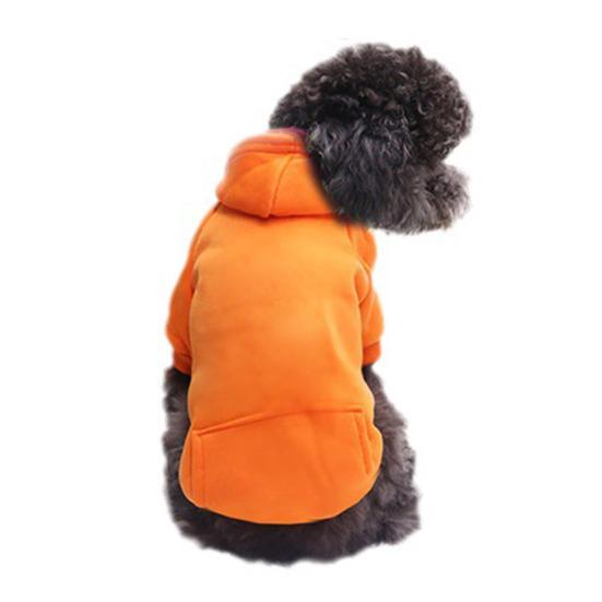 Pet Dog Hoodie Winter Solid Color Hooded Sweatshirt Elastic Hem Foreleg Sporty Sweatshirt Warm Windproof Pet Outfit