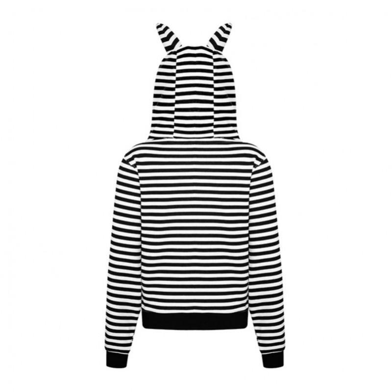 Vintage Striped Zip Hoodie Slim Fit Casual Sweatshirt Teens