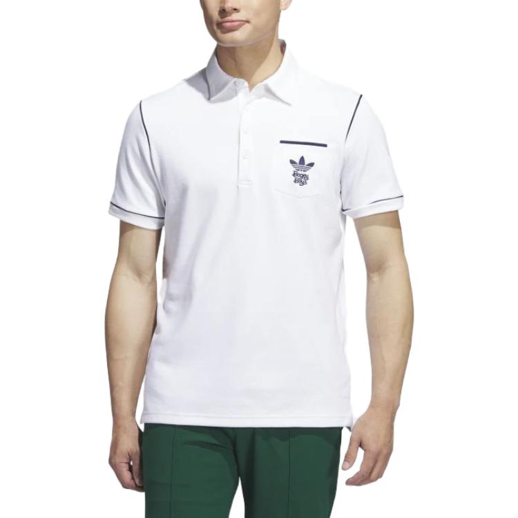 adidas Originals X Bogey Boys Collaboration SS23 Брендовый логотип Карманная пуговица Короткий рукав Поло Рубашки мужские Поло Белые IB2942
