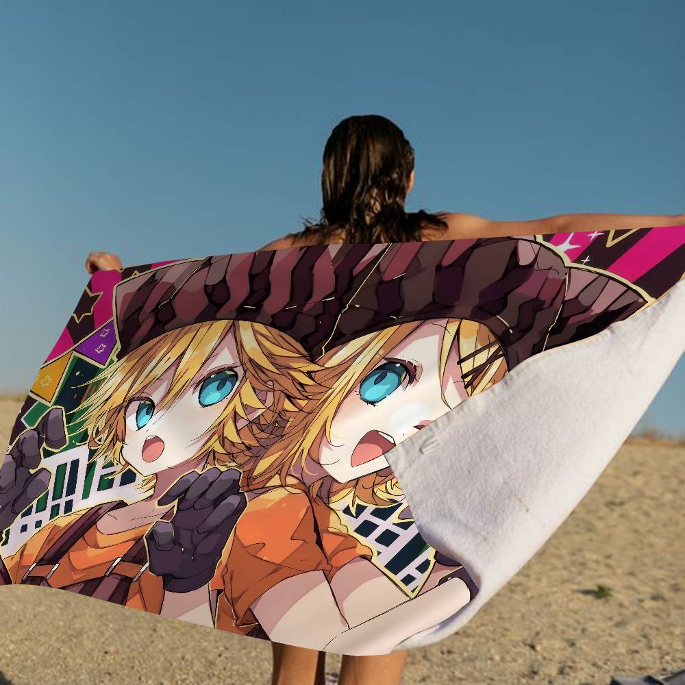K-Kagamine-Len Микрофибра Печатное Пляжное Полотенце Альпинизм Йога Пляж Плавание Бег Впитывающее Мягкое Полотенце